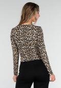 Luipaardprint Top met Lange Mouwen en Ringdetail