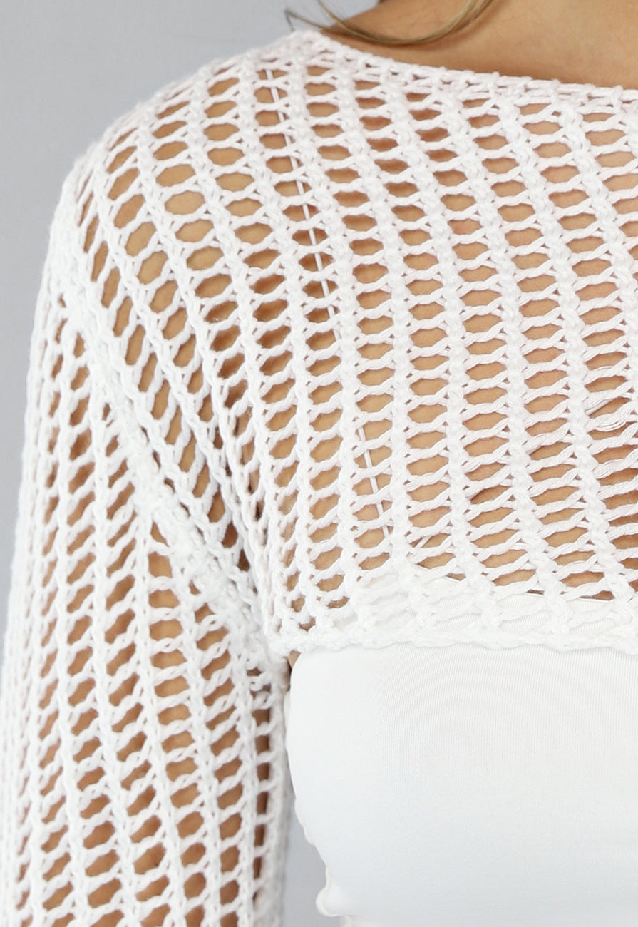 Witte Bolero met Wijduitlopende Mouwen