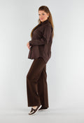 Donkerbruine Blouse met Lange Mouwen en Knoopsluiting