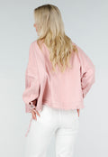 Roze Denim Jas met Klepzakken en Trekkoord