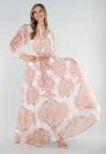 Oranje Maxi Rok met Paisley Print en Strikceintuur