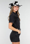 Zwart Witte Cowboyhoed met Koeienprint van Faux Fur