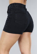 Zwarte Denim Glitter Overslag Skort