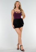 Paarse Cut-Out Top met Spaghetti Bandjes en Stretchmateriaal