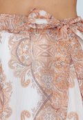 Oranje Maxi Rok met Paisley Print en Strikceintuur