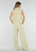 Pistache Groene Double Breasted Gilet met Reverskraag