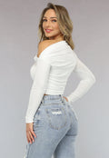 Asymmetrische Stretchy Witte Top