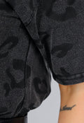 Grijze Oversized T-Shirt Jurk met Panterprint