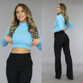 Blauwe Longsleeve Crop Top
