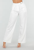 Witte Pantalon met Goudkleurige Gesp