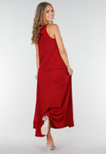 Rode Maxi Set met Hooggesloten Top en Stretch