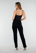 Zwarte Straight Leg Jeans met High Waist