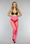 Neon Roze Panty met Klein Fishnet Patroon
