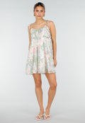 Pastel Bloemenprint Jurk met Spaghettibandjes en Ruches