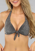 Beugelloze Zwarte Glitter Push Up Bikinitop