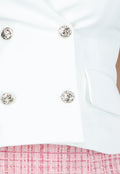 Witte Gilet Top met Open Rug en Gouden Knopen