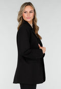 Zwarte Oversized Stretch Blazer met Schoudervullingen