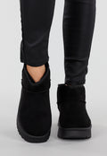 Zwarte Suède-look Snowboots met Platte Plateauzool