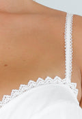 Witte Midi Jurk met Korset Top en Crochet Randje