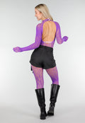 Paarse Mesh Bodystocking met Lange Mouwen