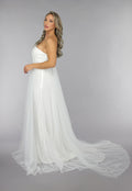 Witte Lange Mesh Bridal Jurk