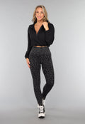 Zwarte Panterprint Gym Legging met Stretch