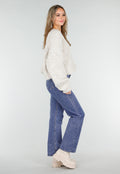 Beige Gebreid Oversized Vest met Goudkleurige Knopen