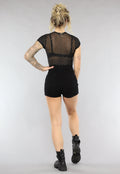 Zwarte See Through Bodysuit met Glitters