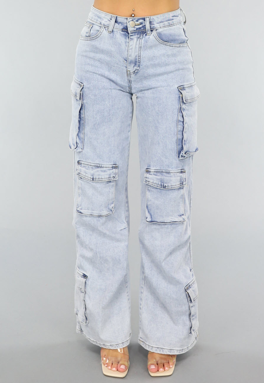 Redial Jeans  Blauwe Wide Leg Carpenter Broek