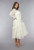 Ruched Maxi Jurk in Ecru