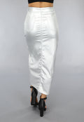 Redial Jeans  Zilveren Metallic Midi Rok met Split
