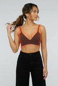 Oranje Fishnet Topje met Strass