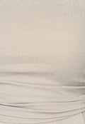 Beige Shimmer Top met Enkele Mouw