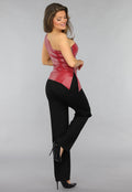 Lederlook One Shoulder Top met Handschoenen