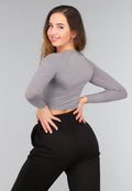Grijze Longsleeve Cropped Sporttop