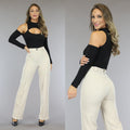 Zwarte Bodysuit met Open Schouders en Cut Outs