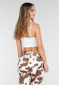 Bruine Western Riem met Koeienprint