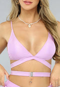 Lila Shimmer Wikkel Bikini Top  met Uitneembare Pads