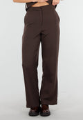 Donkerbruine Two Piece Set met Mouwloos Gilet en Rechte Broek met Witte Strepen