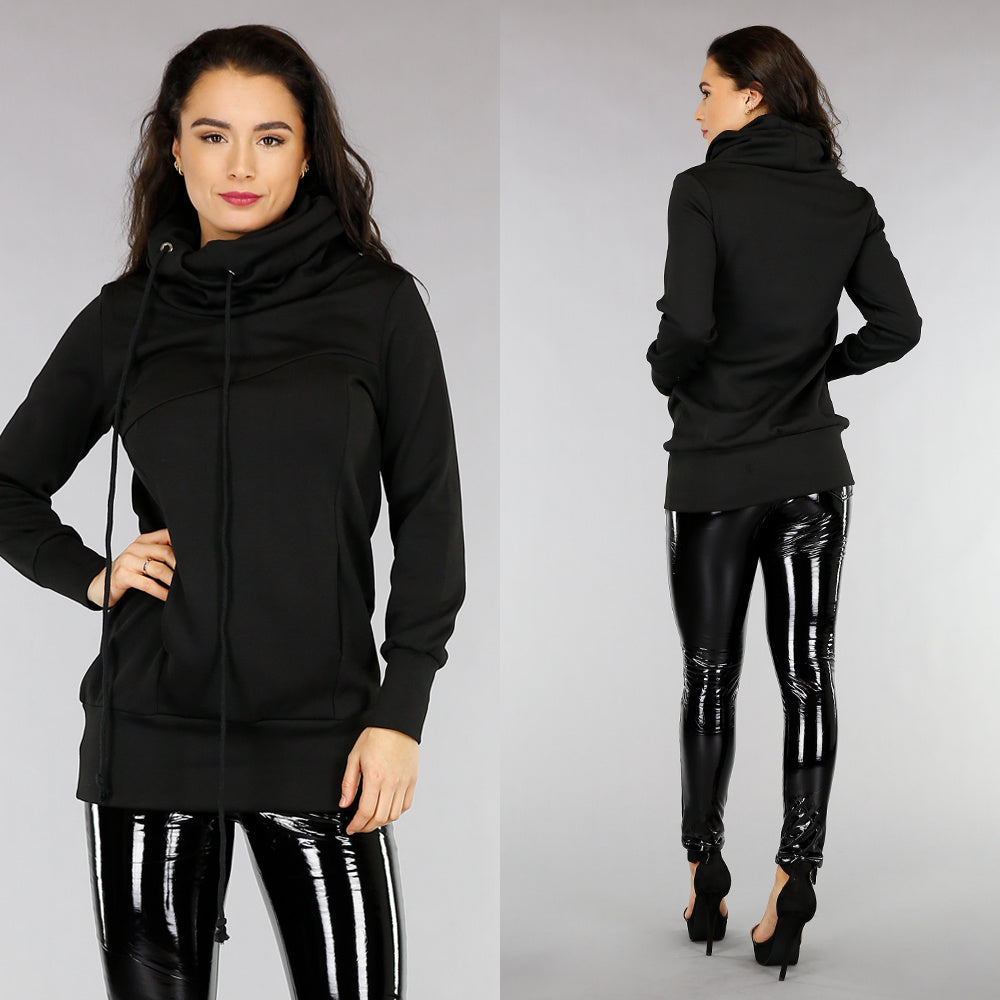 Comfy Zwarte Hoodie Dress met Col
