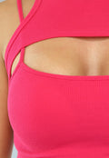Cut Out Top in Fuchsia met Spaghettibandjes