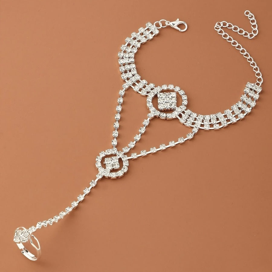 Zilveren Strass Handsieraad met Cutouts
