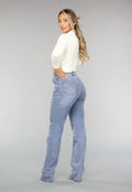 Redial Jeans  Tall Lichtblauwe High Waist Stretch Jeans met Rechte Pijpen