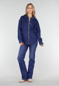 Redial Jeans  Donkerblauw Denim Overhemd met Oversized Pasvorm en Knoopsluiting
