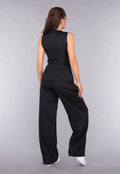 Zwarte Gilet Suit met Statement Knopen