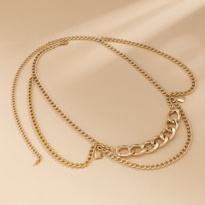 Gouden Heup Bodychain met Schakelketting