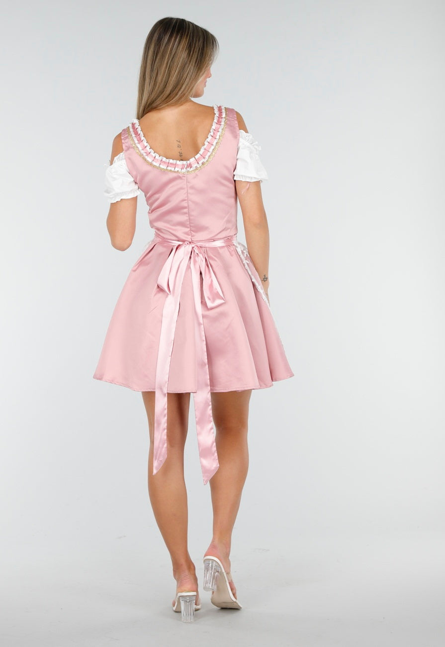Traditionele Dirndl in Roze met Borduursel
