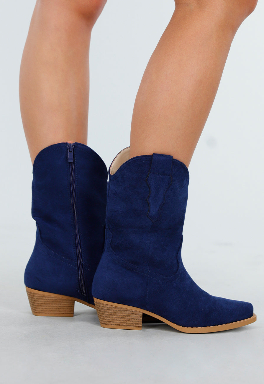 Donkerblauwe Cowboylaarzen met Lage Hak