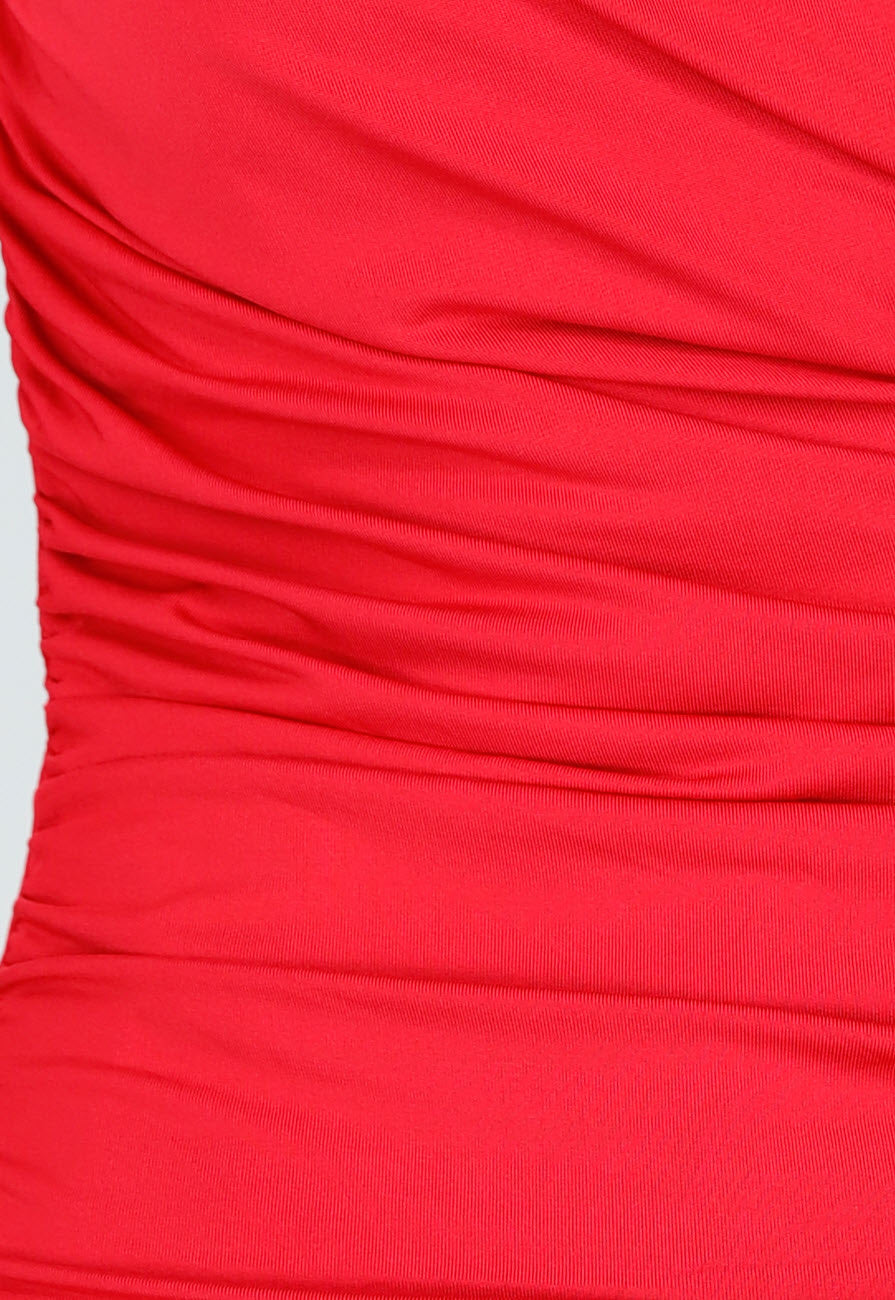 Rode Stretch Top met Overslag en Plooien