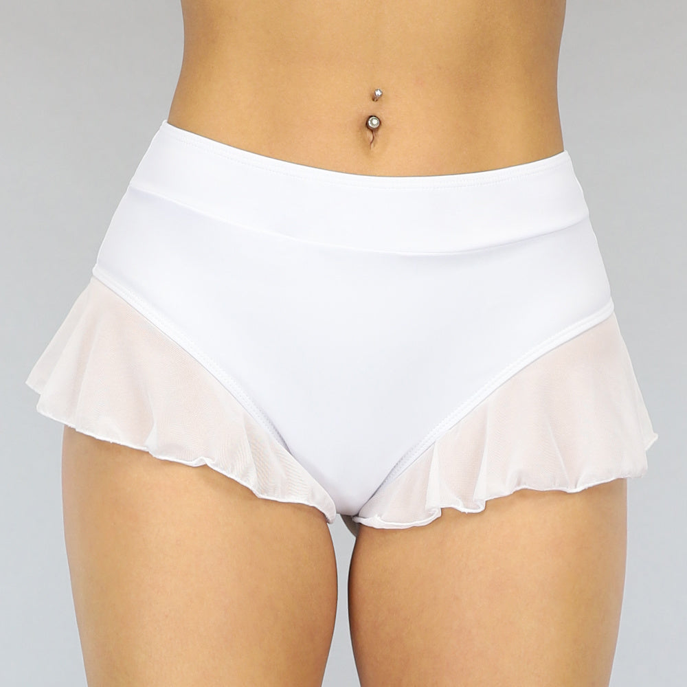 Wit Sexy Thong Bikinibroekje met Vast Rokje